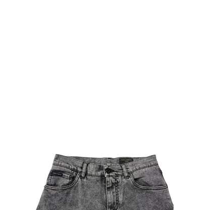 Dolce & Gabbana Dark Gray Washed Cotton Slim Fit Denim Jeans
