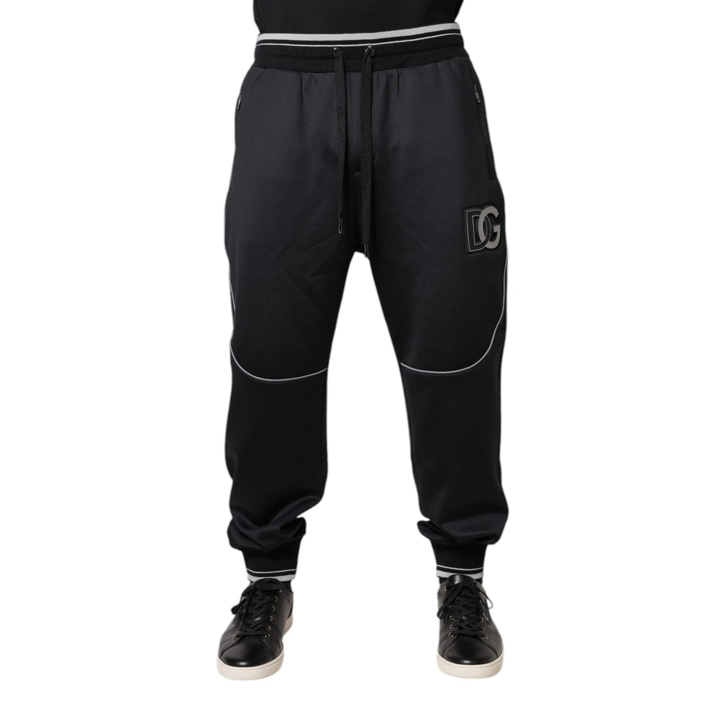 Dolce & Gabbana Black Polyester Logo Jogger Pants