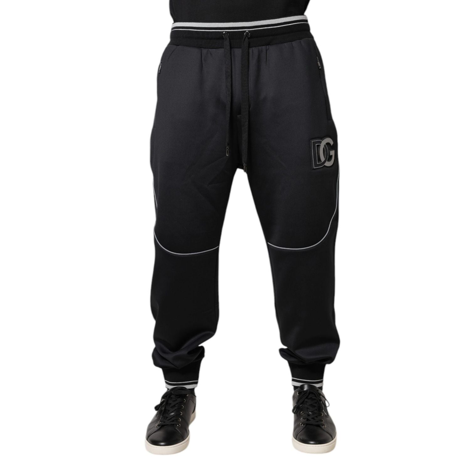 Dolce & Gabbana Black Polyester Logo Jogger Pants
