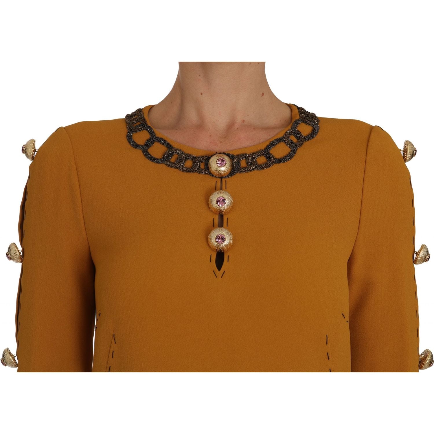 Dolce & Gabbana Brown Mini  Crystal Embellished Dress
