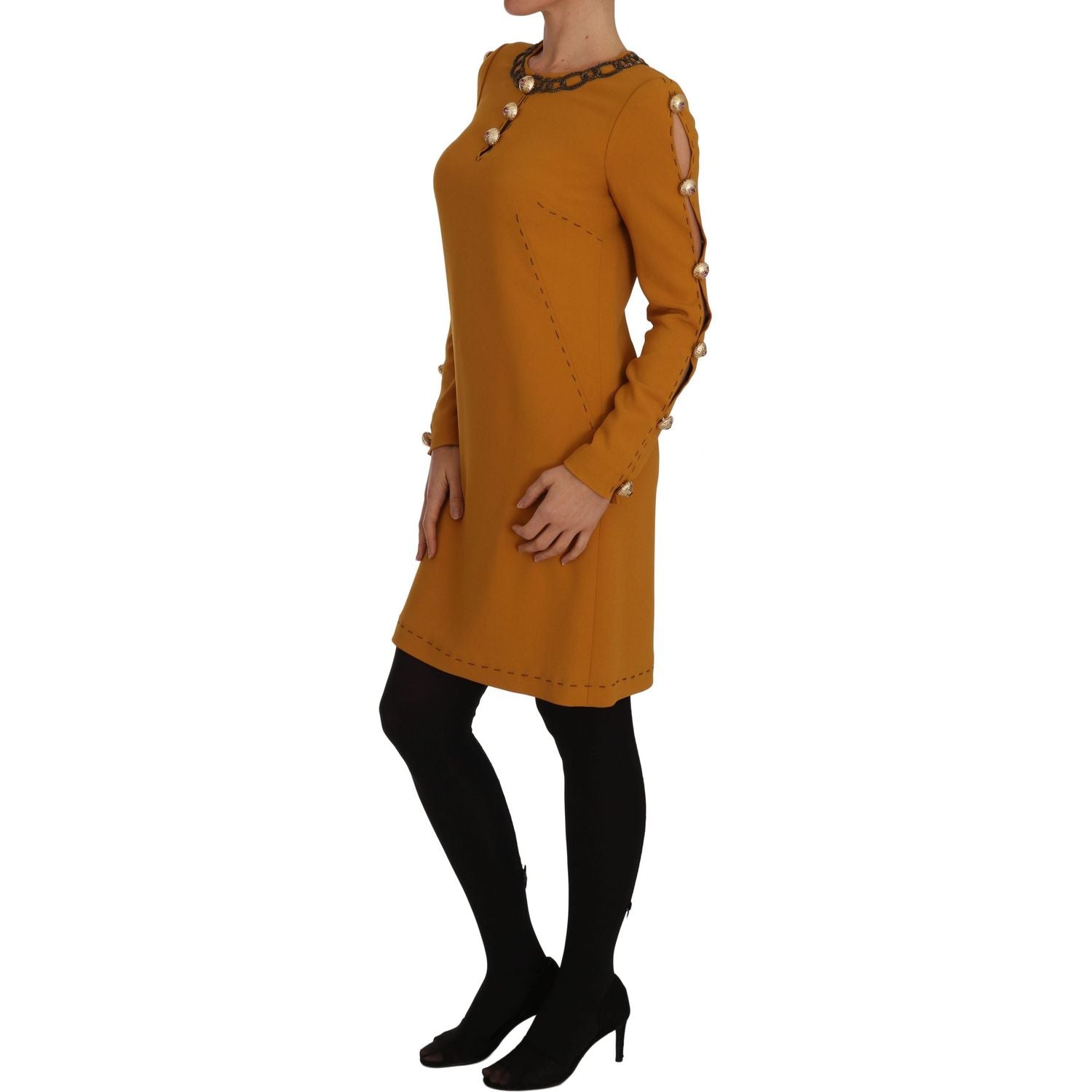 Dolce & Gabbana Brown Mini  Crystal Embellished Dress