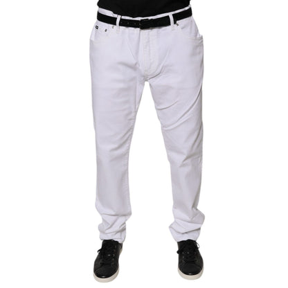 Dolce & Gabbana White Cotton Stretch Skinny Men Denim Jeans