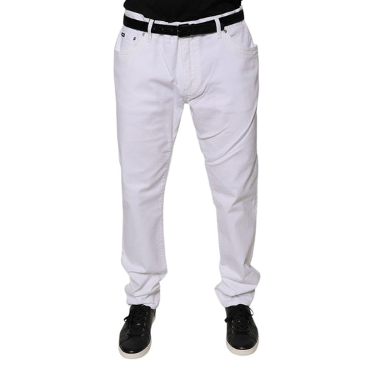 Dolce & Gabbana White Cotton Stretch Skinny Men Denim Jeans