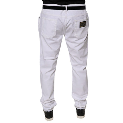 Dolce & Gabbana White Cotton Stretch Skinny Men Denim Jeans