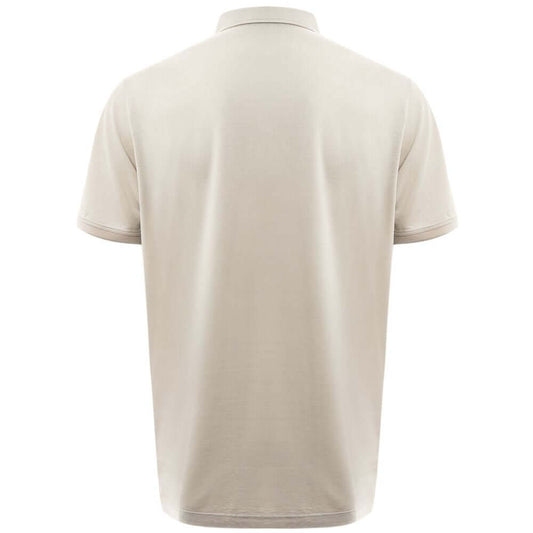 Loro Piana gray cotton polo shirt, ice color, short sleeve, classic collar, silk-cotton blend, made in Italy - back view