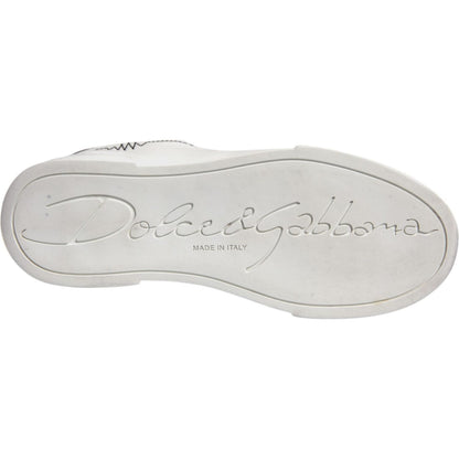 Dolce & Gabbana White Gold Leather Low Top Sneakers Shoes