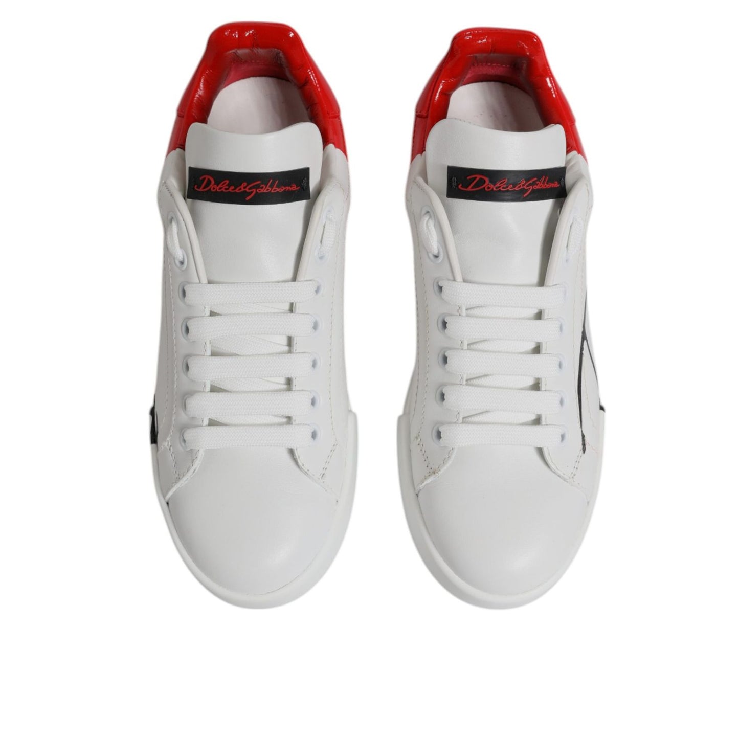 Dolce & Gabbana White Red Logo Portofino Sneakers Shoes