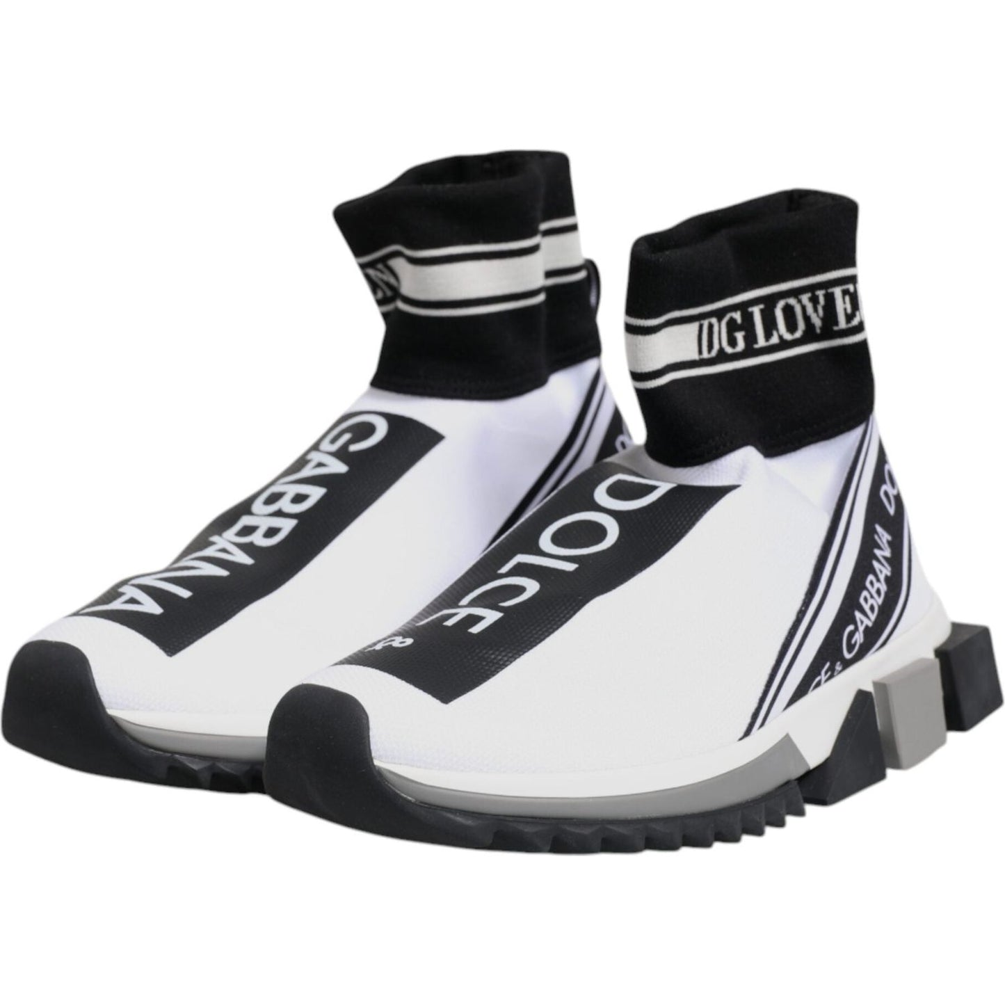 Dolce & Gabbana White Black Sorrento Socks Sneakers Shoes