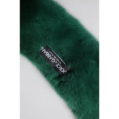 Dolce & Gabbana Green Mink Fur Collar Women Neck Wrap Scarf