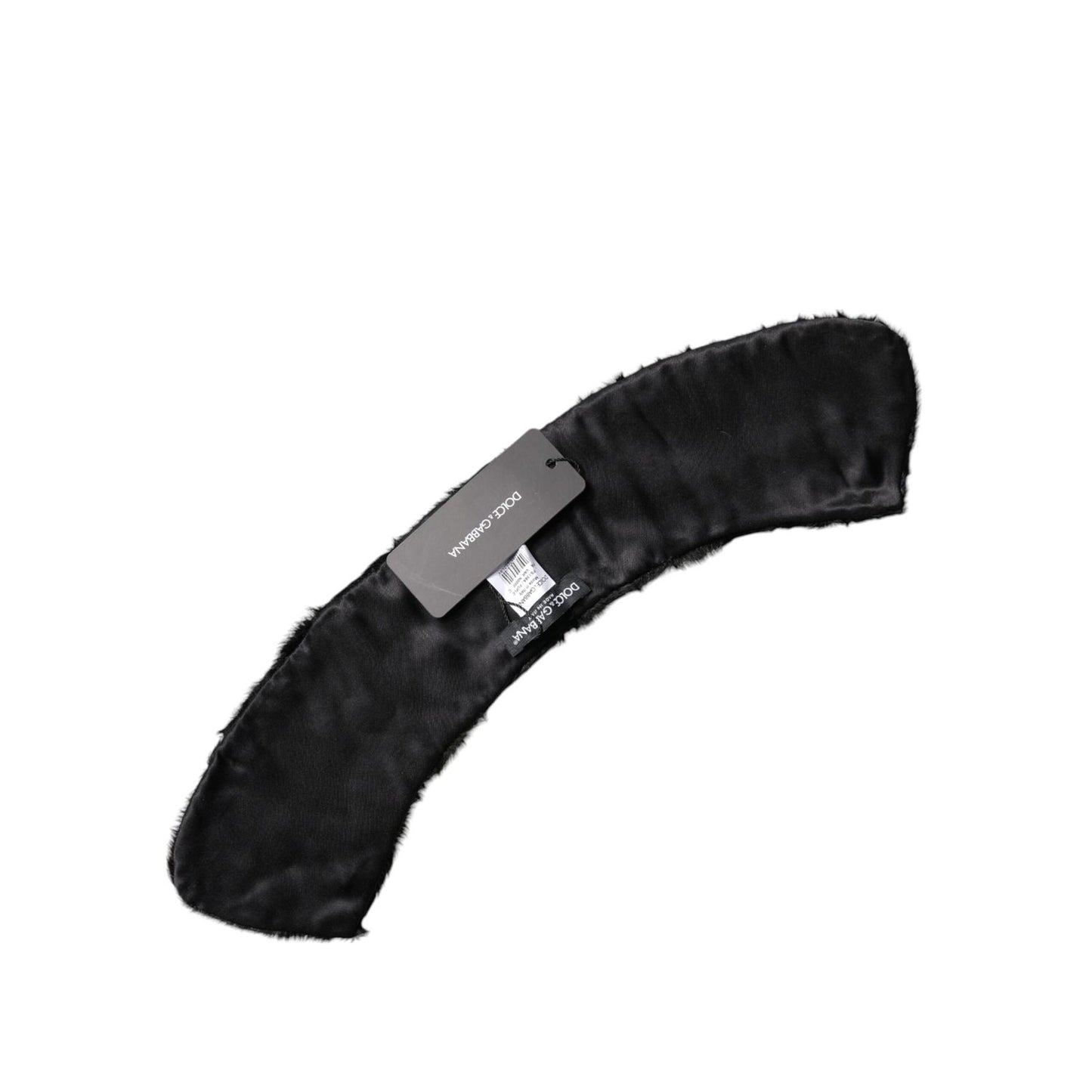 Dolce & Gabbana Black Lamb Fur Collar Women Neck Wrap Scarf