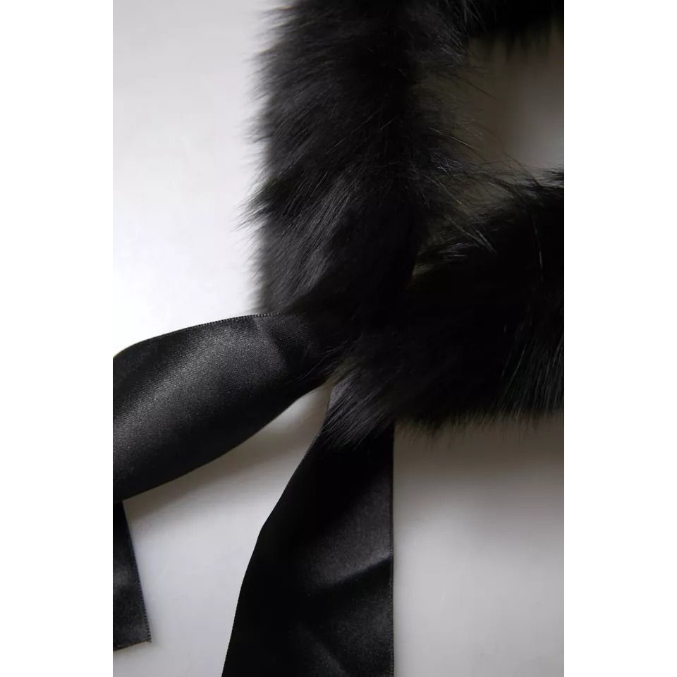 Dolce & Gabbana Black Fur Shoulder Collar Wrap Shawl Scarf