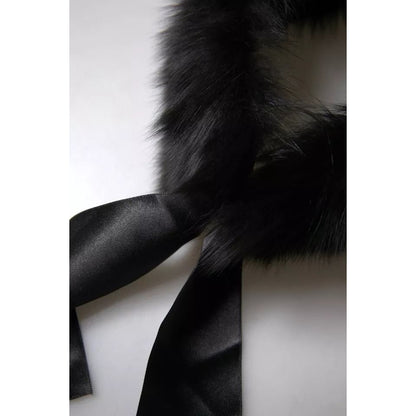 Dolce & Gabbana Black Fur Shoulder Collar Wrap Shawl Scarf
