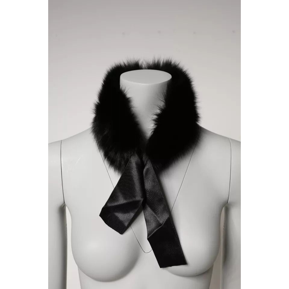 Dolce & Gabbana Black Fur Shoulder Collar Wrap Shawl Scarf