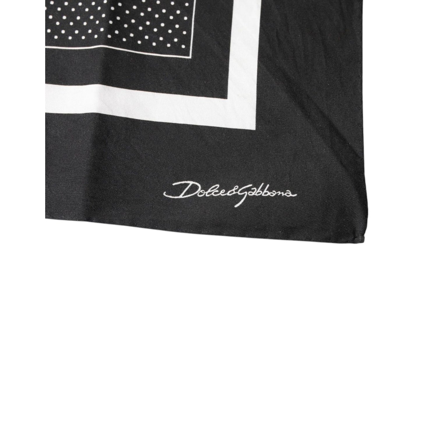 Dolce & Gabbana Black Polka Dots Cotton Handkerchief Scarf