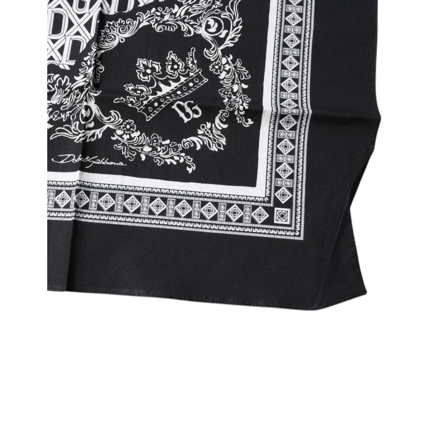 Dolce & Gabbana Black Logo Monogram Cotton Handkerchief Scarf