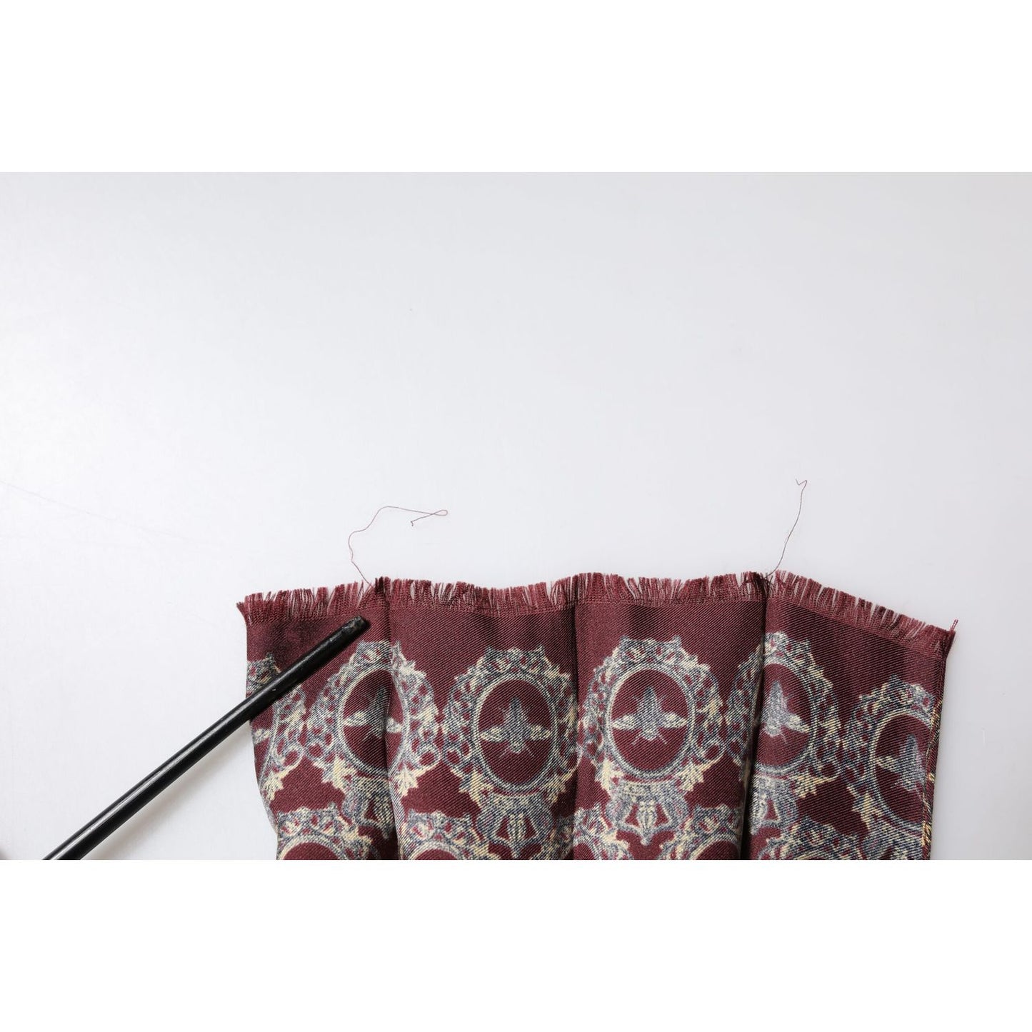 Dolce & Gabbana Bordeaux Printed Silk Neck Wrap Shawl Scarf