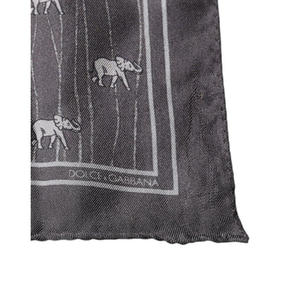 Dolce & Gabbana Brown Elephant Fantasy Handkerchief Scarf