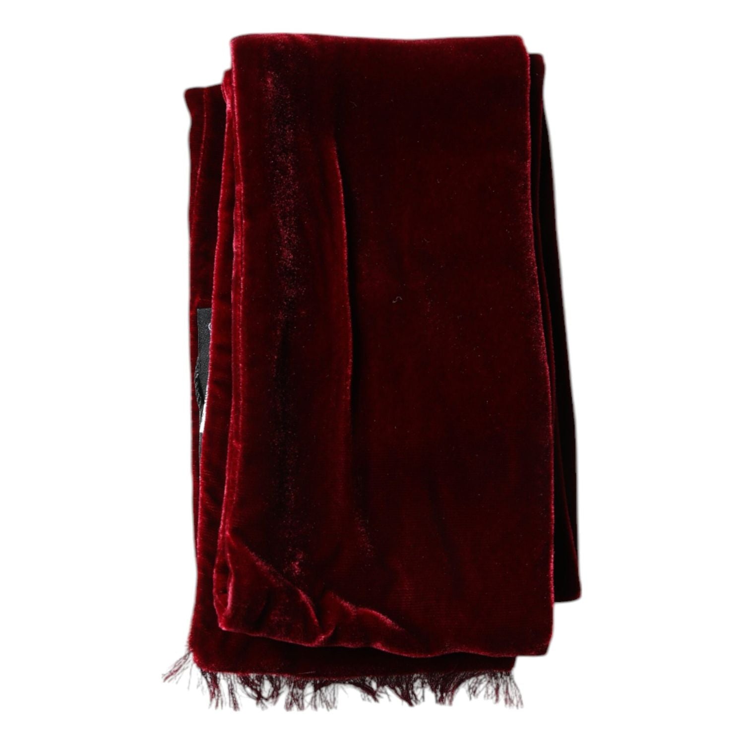 Dolce & Gabbana Maroon Silk Fringes Skinny Neck Wrap Scarf