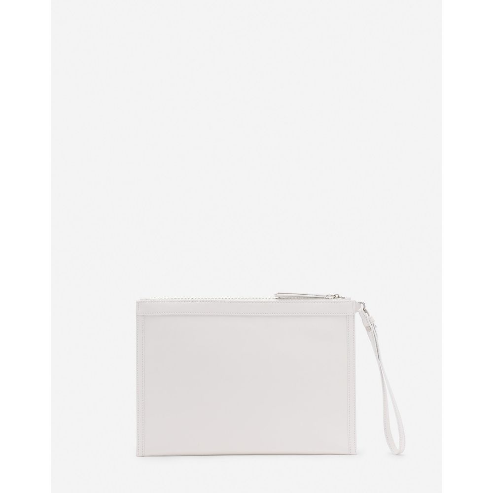 Lanvin White Leather Men's Wallet Pouch