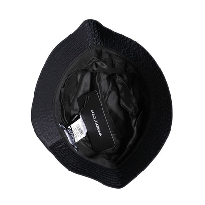 Dolce & Gabbana Black Cotton Wide Brim Bucket Hat
