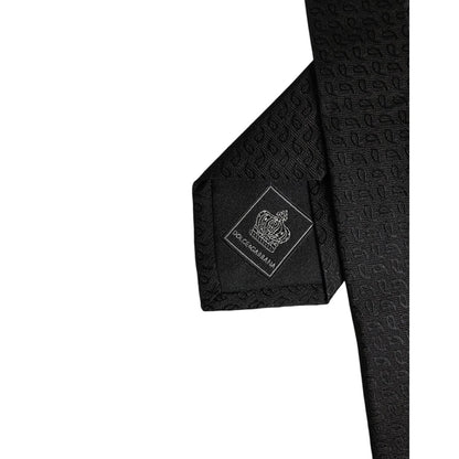 Dolce & Gabbana Black Patterned Silk Adjustable Necktie Tie