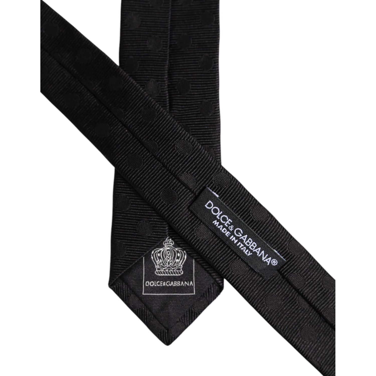 Dolce & Gabbana Black Circles Silk Adjustable Necktie Tie