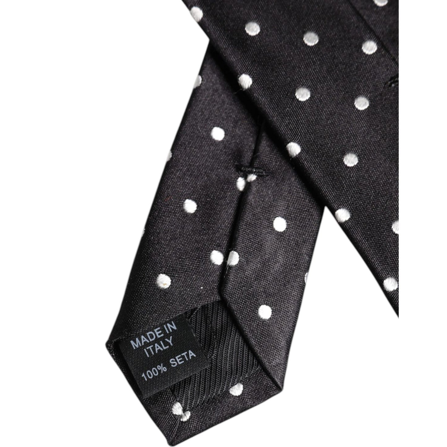 Dolce & Gabbana Black Polka Dots Silk Adjustable Necktie Tie