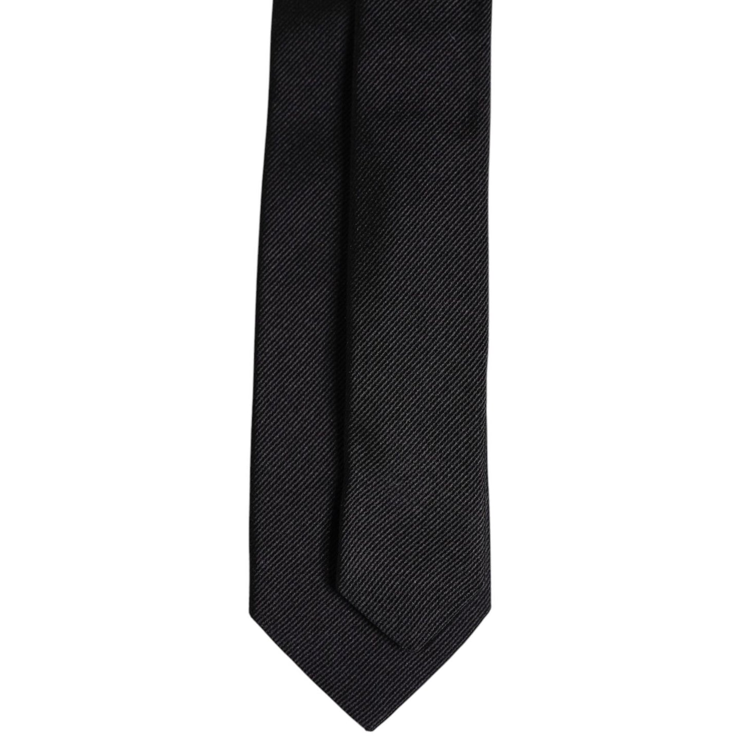 Dolce & Gabbana Black Solid Silk Adjustable Necktie Tie