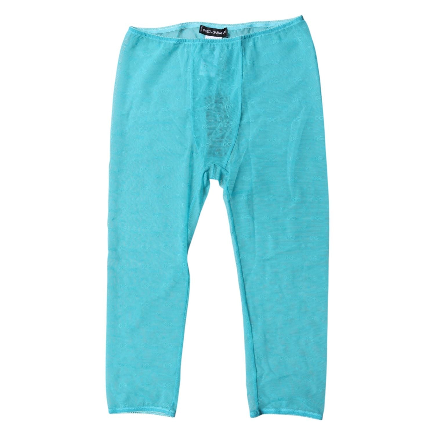 Dolce & Gabbana Blue Logo Lace Lingerie Cropped Tight Underwear