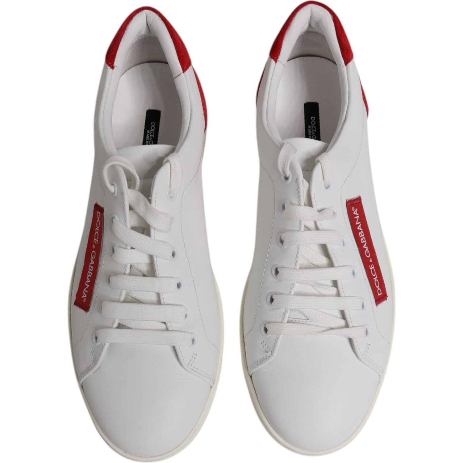 Dolce & Gabbana White Suede Leather Low Top Sneakers Shoes
