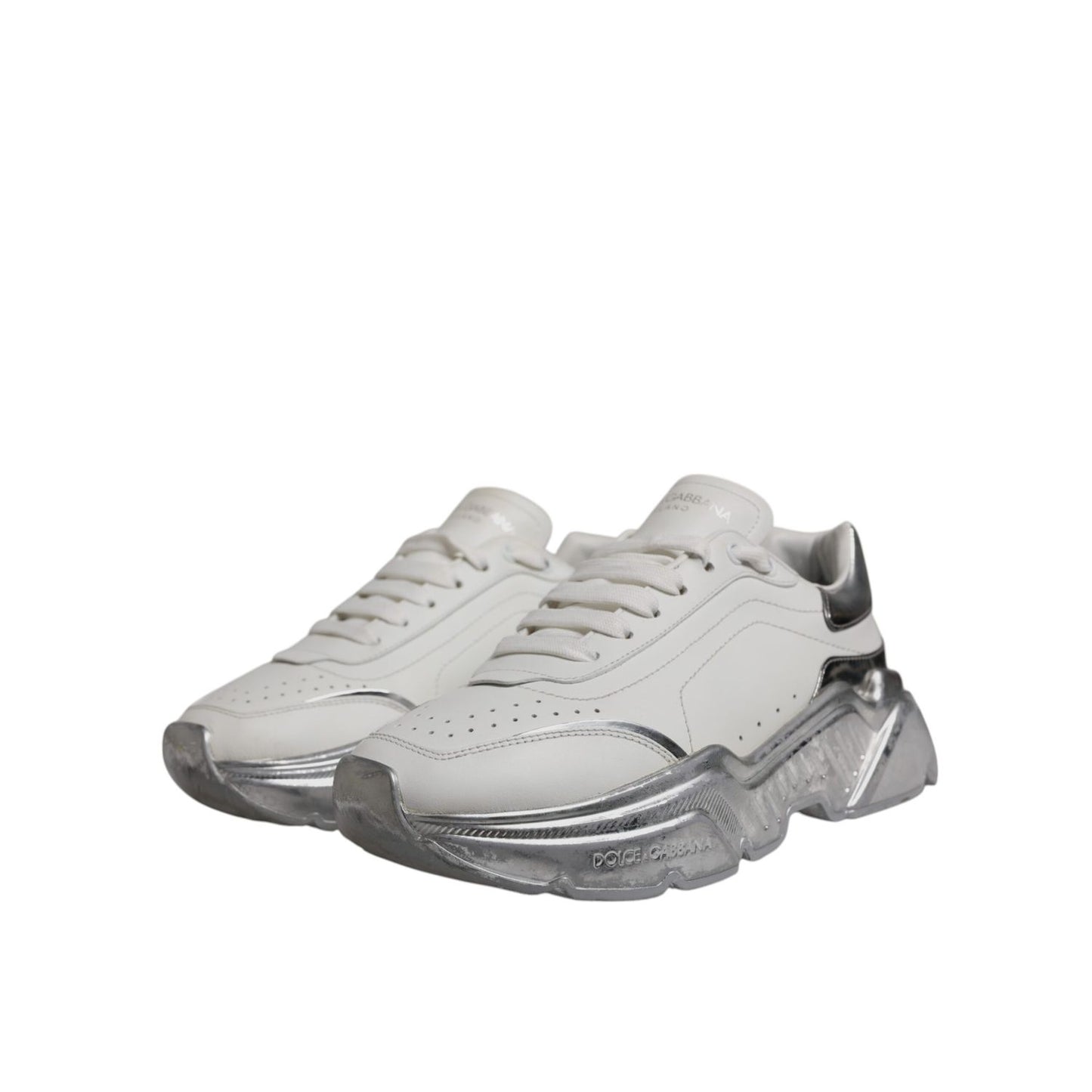 Dolce & Gabbana White Silver Daymaster Low Top Sneaker Shoes