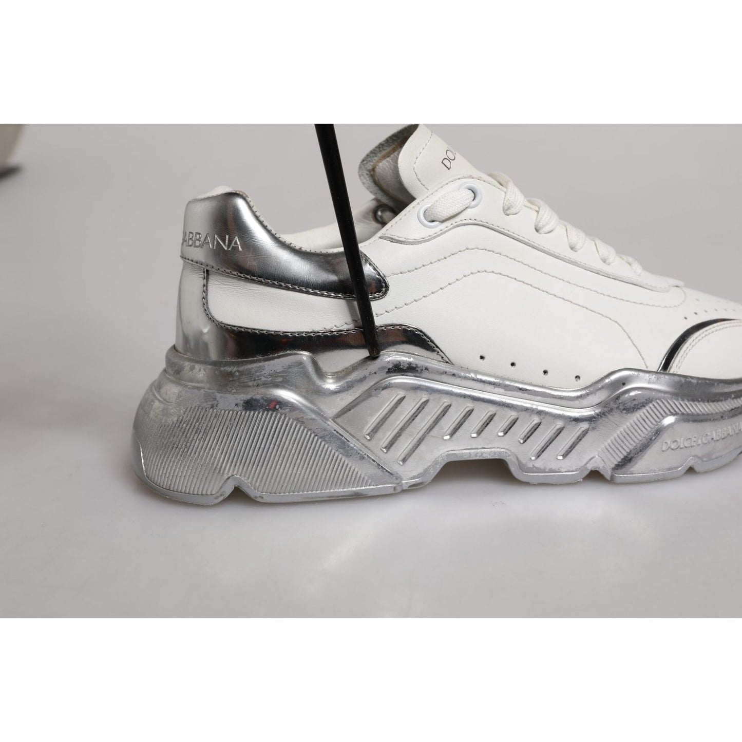 Dolce & Gabbana White Silver Daymaster Low Top Sneaker Shoes