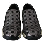 PINKO Silver Black Slip-on Sequence Design Sneakers Shoes LA8326-39
