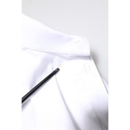 Dolce & Gabbana White GOLD Cotton Long Sleeves Men Dress Shirt