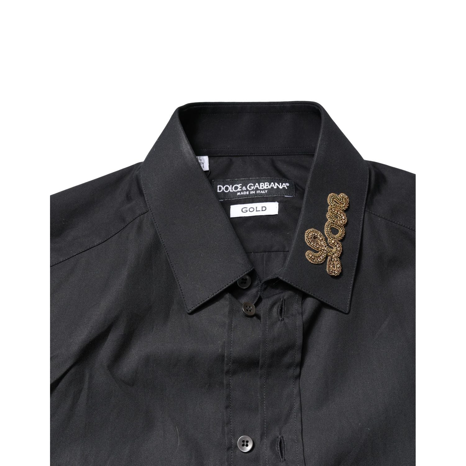 Dolce & Gabbana Black Love Embroidery GOLD Formal Dress Shirt