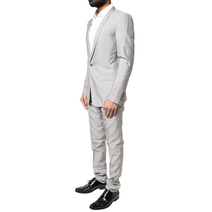 Dolce & Gabbana Light Gray Wool GOLD 2 Piece Formal Suit
