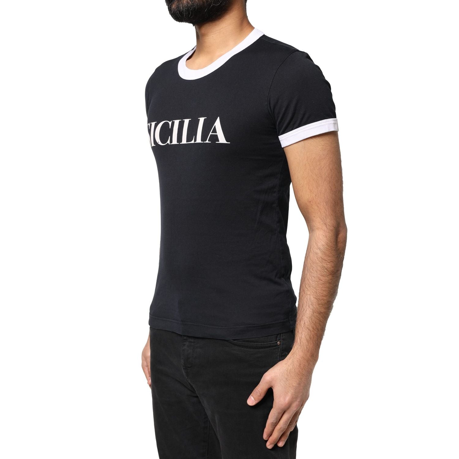 Dolce & Gabbana Black Sicilia Crew Neck Short Sleeve T-shirt