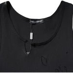 Dolce & Gabbana Black Cotton Rip Style Sleeveless Men Tank T-shirt