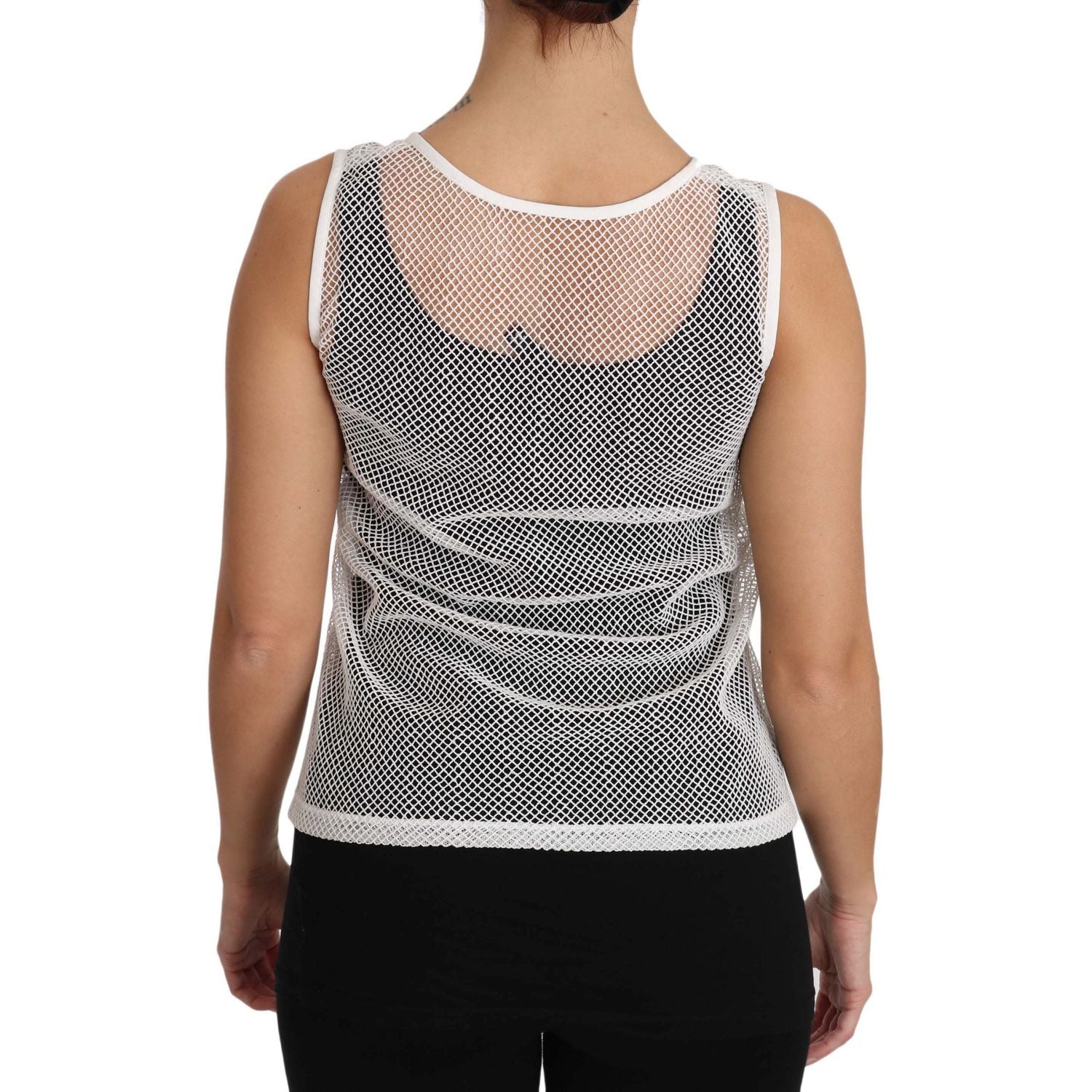 优雅白色透明无袖上衣