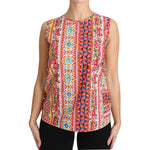 Dolce & Gabbana Carretto Print Pure Cotton Tank Top Floral Blouse