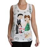 Dolce & Gabbana White Cotton #dgfamily Sleeveless Shirt Tank Top TSH3162-38