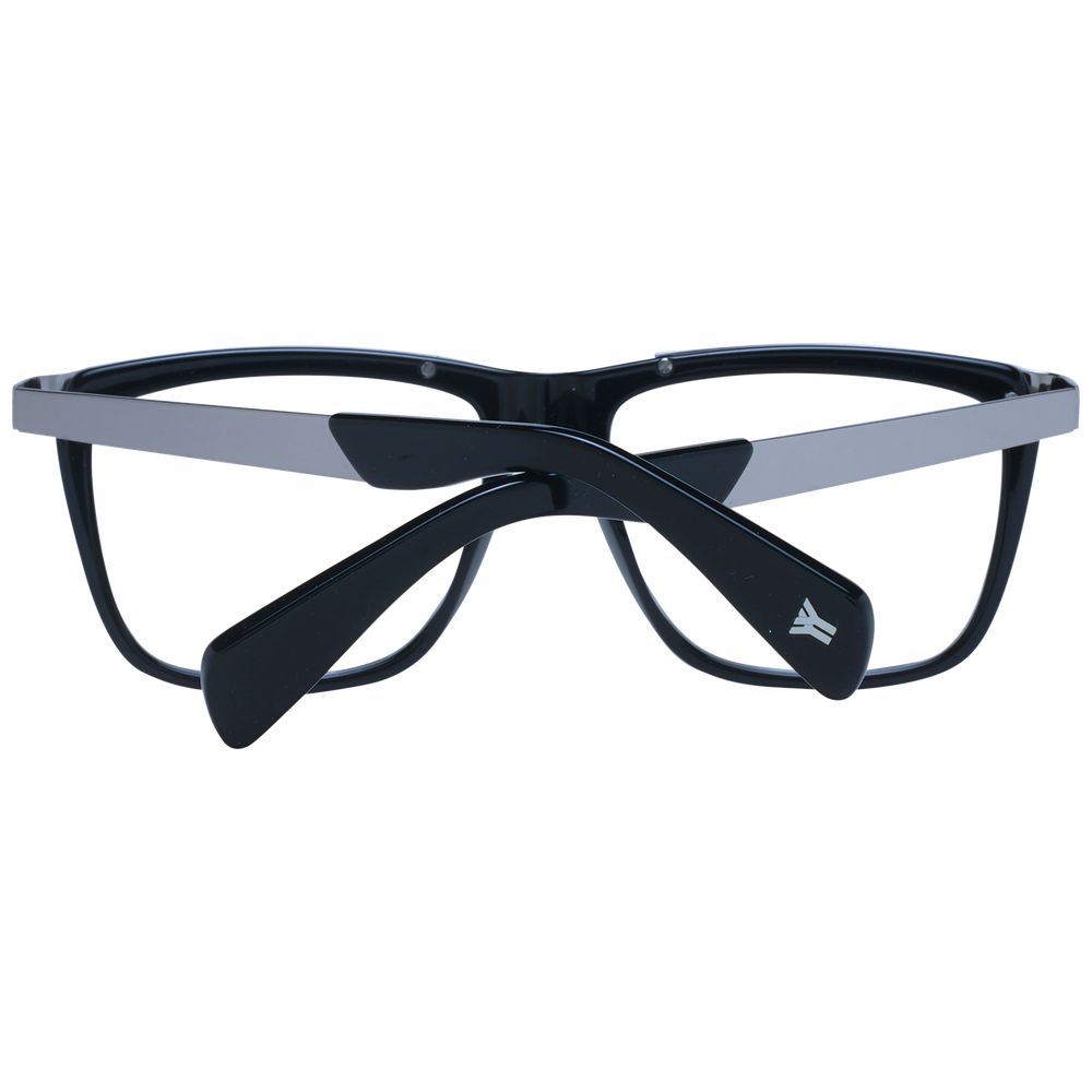 Yohji Yamamoto Black Men Glasses Frame, full-rim acetate square style, with demo plastic lenses and branded soft case.