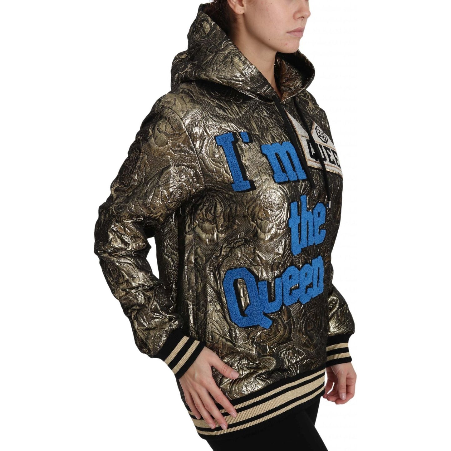 Dolce & Gabbana Im The Queen Jaquard Gold Sweatshirt Hoodie