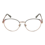 Guess Rose Gold Women Glasses Frame, round full-rim metal design with demo lenses, including branded case, spring hinge for comfort.