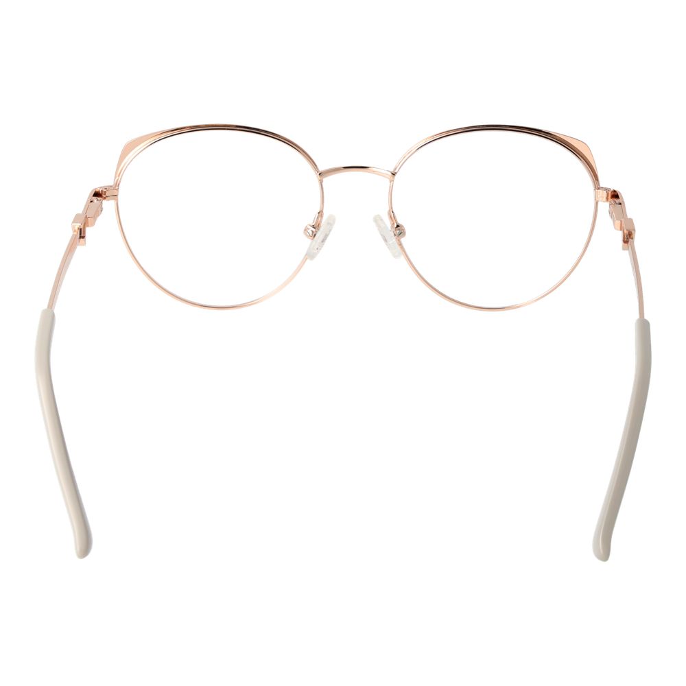 Guess Rose Gold Women Glasses Frame, metal round full-rim with demo lenses, ideal for stylish eyewear fashion.