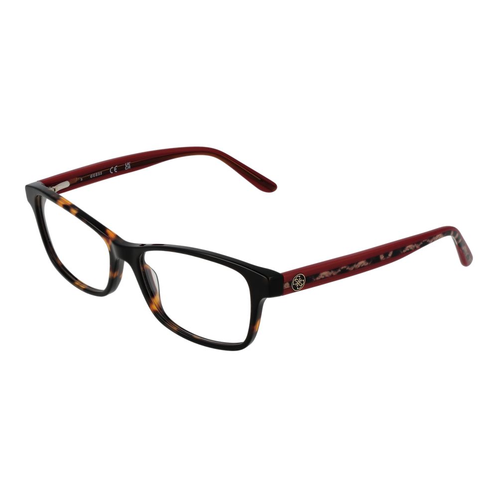 Guess Brown Women Glasses Frame with full-rim acetate, rectangle style, and demo lenses. Includes branded case, spring hinge for comfort.