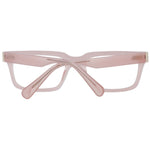 Guess Pink Women Glasses Frame in rose plastic full-rim rectangular shape with demo lenses. Includes branded case. Size 53-19-145.