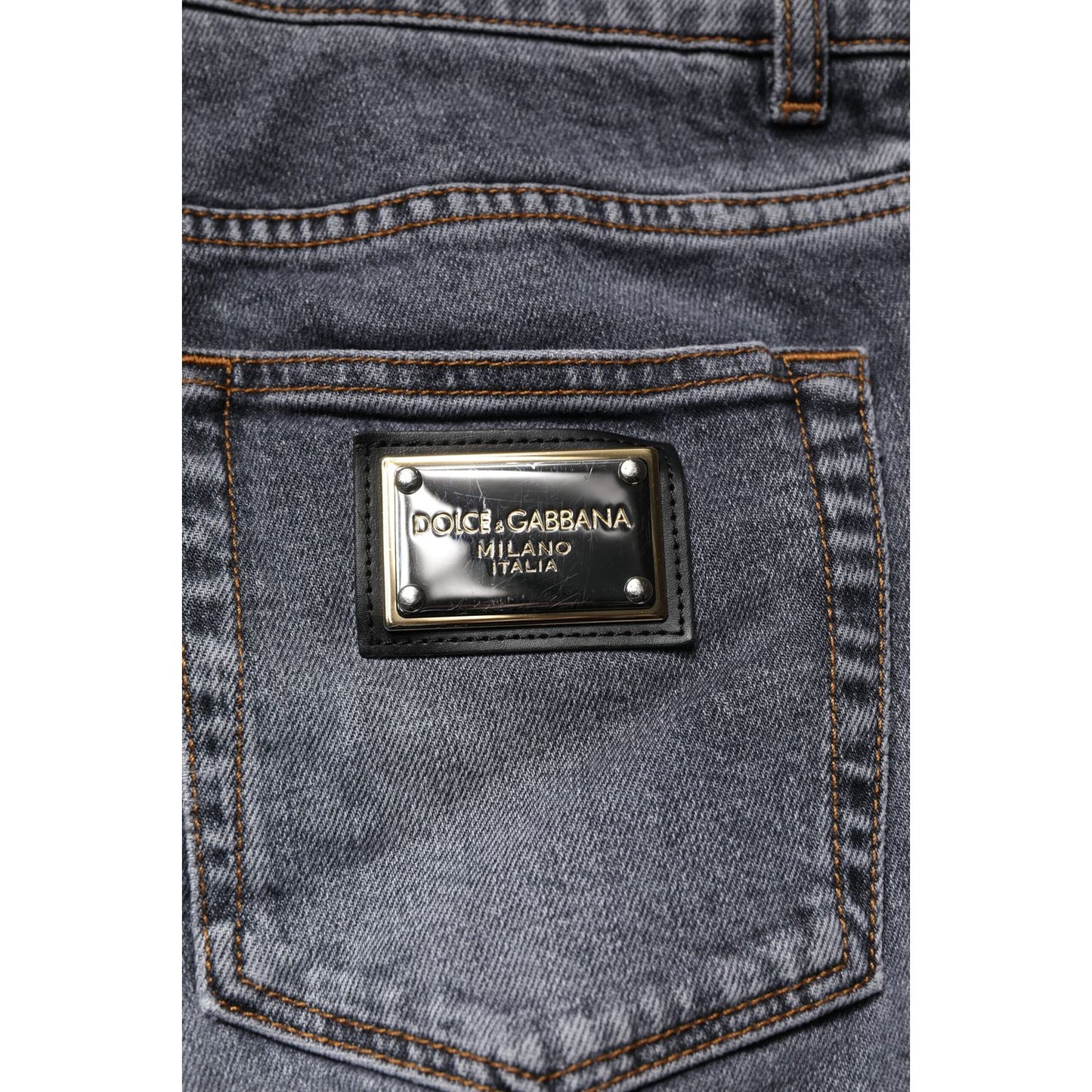 Dolce & Gabbana Dark Gray Cotton Stretch Skinny Denim Jeans