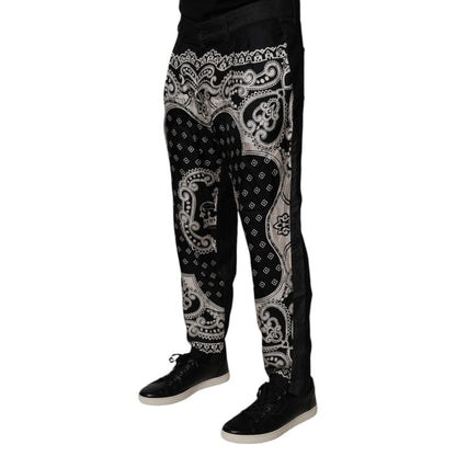 Dolce & Gabbana Black Bandana Cotton Skinny Denim Jeans