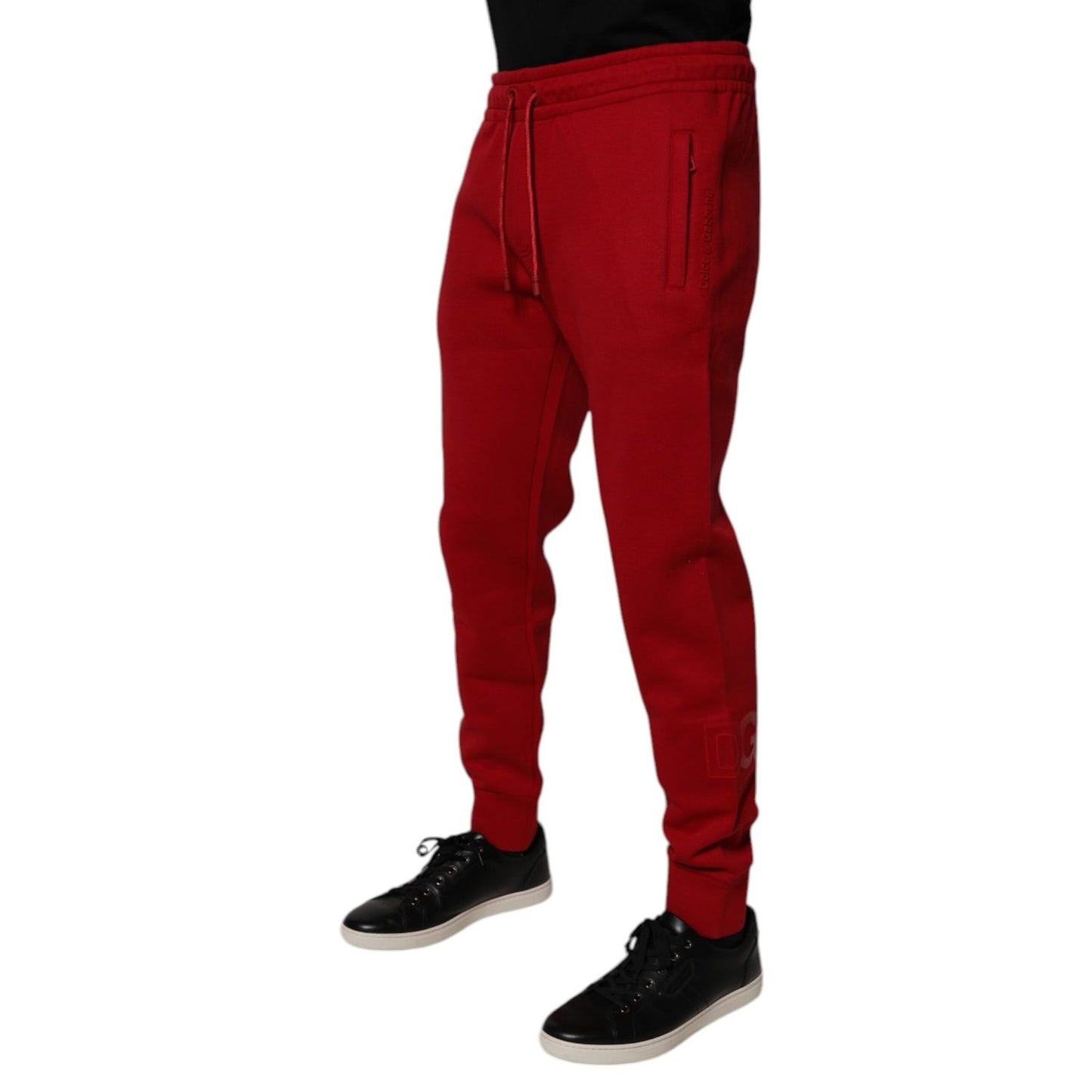 Dolce & Gabbana Red DG Logo Cotton Jogger Men Sweatpants Pants